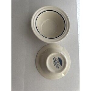 2 Bowls Gabbay White with Blue Stripe - 6.25” Cereal / Soup Bowls